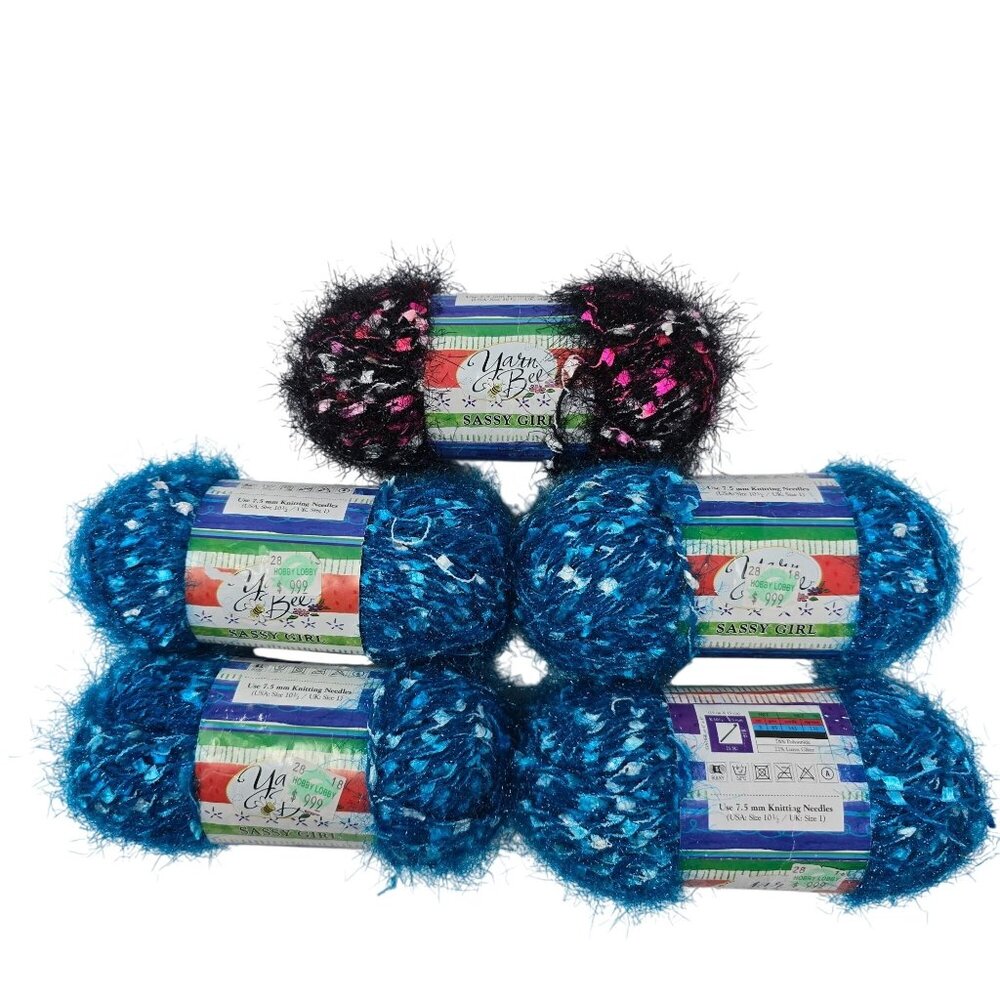 Yarn Bee Sassy Girl Eyelash Yarn Skeins 3 Oz Each Jan‎ #622 Kimmy #614 Lot of 5